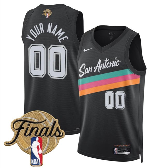 Men's Black San Antonio Spurs Active Player Custom 2026 Finals Patch City Edition Stitched Basketball Jersey